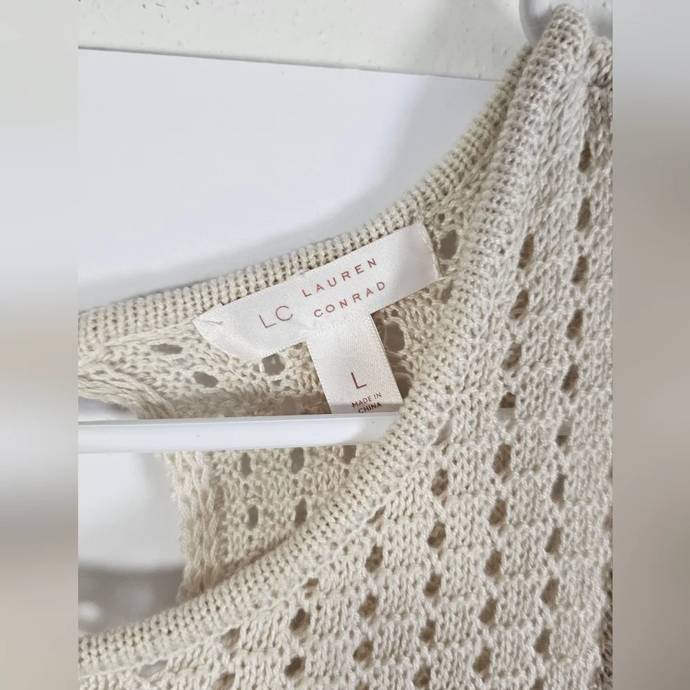 LC Lauren Conrad Off-the-Shoulder Beige Sweater - Picture 2 of 4